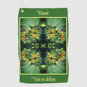 Sunflower Unfolding Abstract Personalised Golf Towel