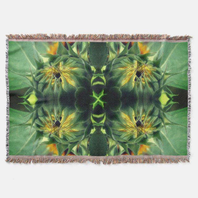 Sunflower Unfolding Abstract  Throw Blanket (Front)