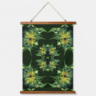 Sunflower Unfolding Floral Abstract Hanging Tapestry