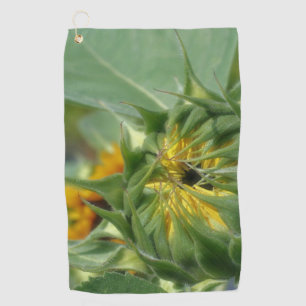 Sunflower Unfolding Floral Golf Towel