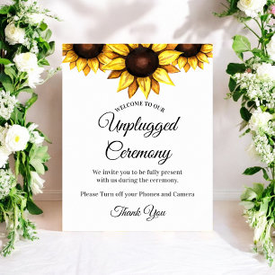 Sunflower Unplugged Ceremony Wedding White Yellow Poster