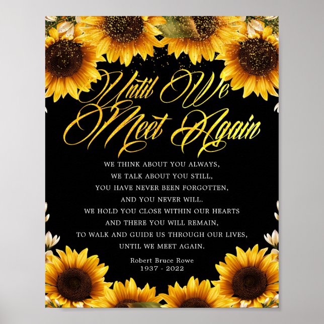 Sunflower Until We Meet Again Funeral Poem Sign (Front)