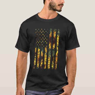 Sunflower USA Flag Patriotic 4th Of July American T-Shirt