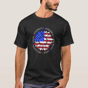 Sunflower USA Flag Patriotic July 4th Men Women Ki T-Shirt