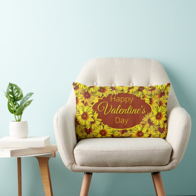 Sunflower Valentine's Day Throw Pillow (Chair)