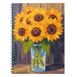 Sunflower Vase   Yellow Flower Watercolor Notebook