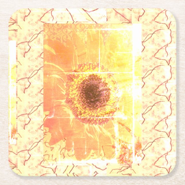 Sunflower Vendredi Square Paper Coaster (Front)