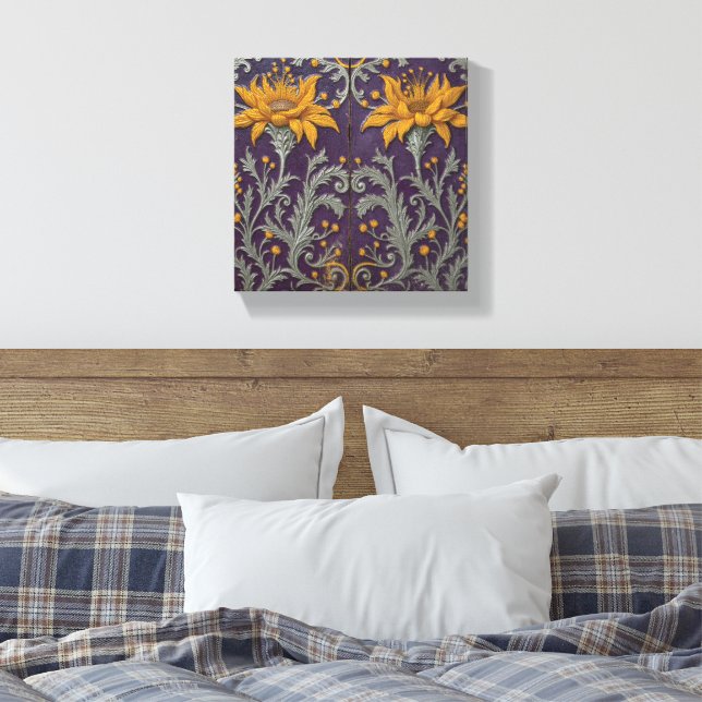 Sunflower Vignettes Stretched Canvas Print (Insitu(Bedroom))