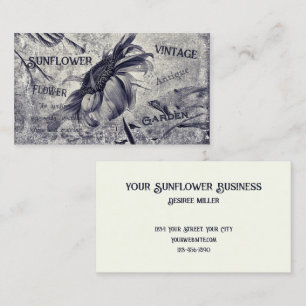 Sunflower Vintage Black And White Ephemera Texture Business Card
