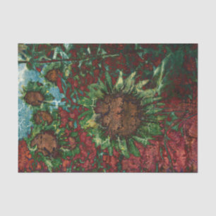 Sunflower Vintage Brown Green Art Decoupage Tissue Paper