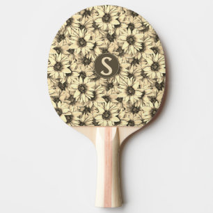 Sunflower Vintage Charm Sepia Ping Pong Paddle