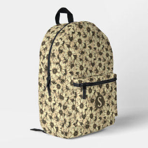 Sunflower Vintage Charm Sepia Tone Backpack
