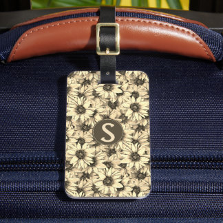 Sunflower Vintage Charm Sepia Tone Luggage Tag