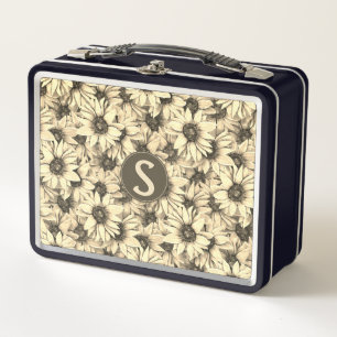 Sunflower Vintage Charm Sepia Tone Lunch Box