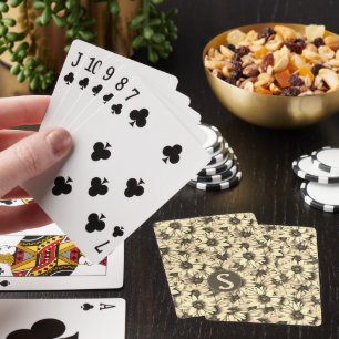 Sunflower Vintage Charm Sepia Tone Playing Cards