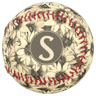 Sunflower Vintage Charm Sepia Tone Softball