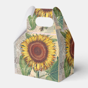 Sunflower Vintage Damask Flower Art Favour Box