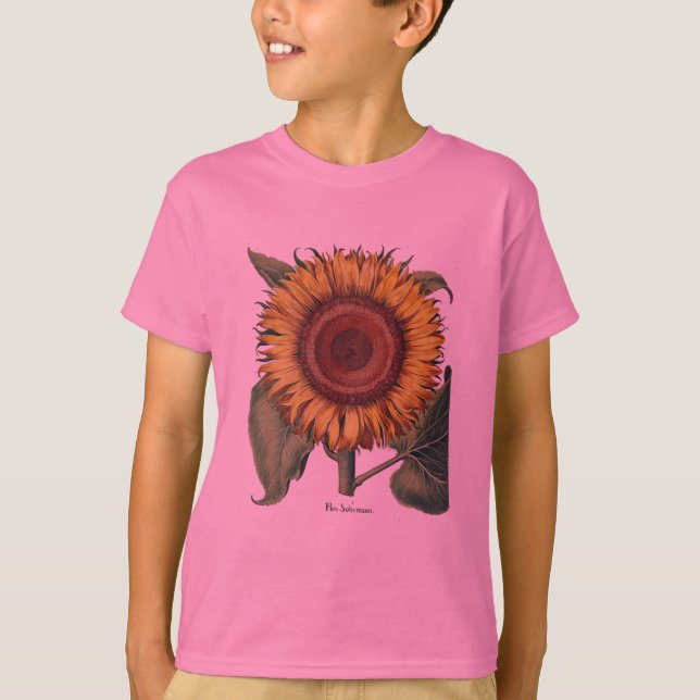 Sunflower Vintage Damask Flower Art T-Shirt (Front)