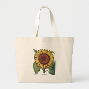 Sunflower Vintage Damask Wallpaper Collage Large Tote Bag