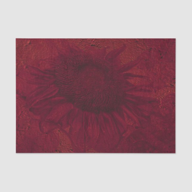 Sunflower Vintage Dark Red Texture Decoupage Tissue Paper (Front)