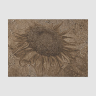 Sunflower Vintage Dark Sepia Grunge Texture Art Tissue Paper