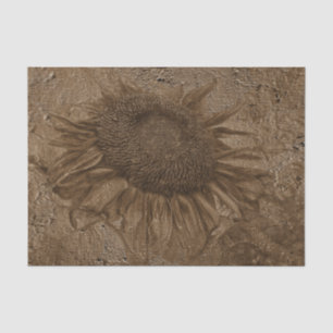 Sunflower Vintage Dark Sepia Grunge Texture Art Tissue Paper
