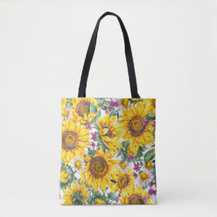 Sunflower Vintage: Summer Yellow Bloom. Tote Bag