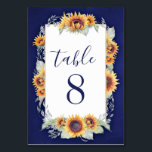 Sunflower Vintage Wedding Table Number Cards<br><div class="desc">Sunflower Vintage Wedding Table Number Cards - features elegant watercolor sunflowers with light green greenery intertwined over a unique text box.</div>