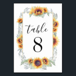 Sunflower Vintage Wedding Table Number Cards<br><div class="desc">Sunflower Vintage Wedding Table Number Cards - features elegant watercolor sunflowers with light green greenery intertwined over a unique text box.</div>