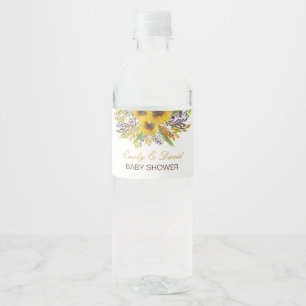 Sunflower Water Bottle Label, Wedding, Baby Shower Label
