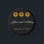 Sunflower Water Droplets Wedding Magnet<br><div class="desc">Single sunflower with water droplets photographs with black cover designed for a sunflower themed wedding. Photography of the close-up sunflower with water droplets is by Lori A Cash Conservation Photography,  LLC (loriacash.com). Ideal for a fall,  floral and sunflower themed wedding.
Perfect for sunflower lovers.</div>