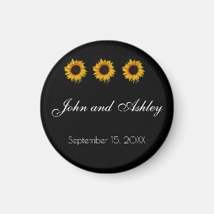 Sunflower Water Droplets Wedding Magnet