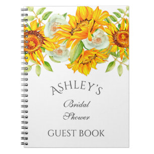 Sunflower Watercolo Floral Personalised Guest Book