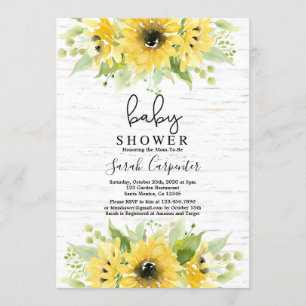 Sunflower watercolor Baby Shower Invitation