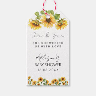 Sunflower Watercolor Baby Shower Thank You Gift Tags