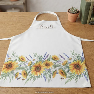 Sunflower Watercolor Botanical Yellow Apron
