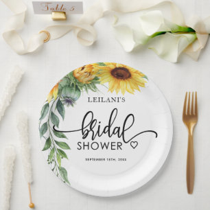Sunflower Watercolor Bridal Shower Paper Plates