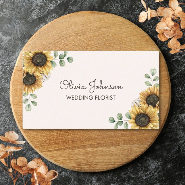  Sunflower Watercolor Business Card (In situ)