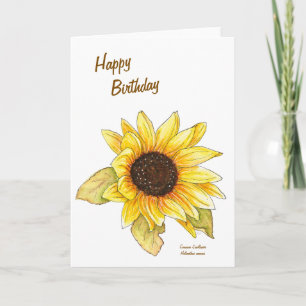 Sunflower watercolor customizable greeting card