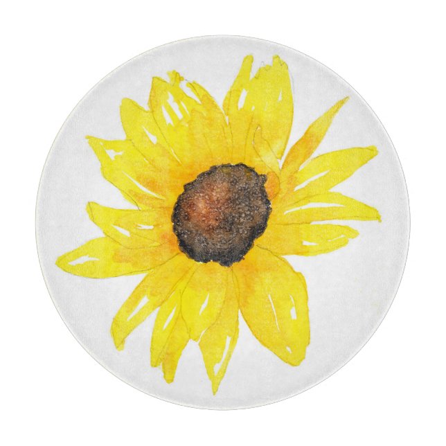 Sunflower Watercolor Cutting Board (Front)