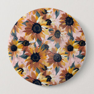 Sunflower Watercolor Design 10 Cm Round Badge