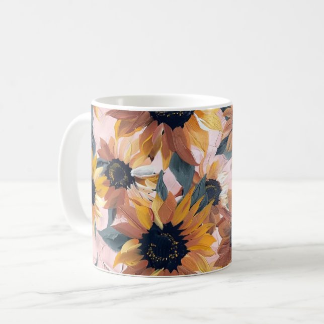 Sunflower Watercolor Design Coffee Mug (Front Left)