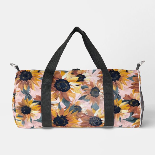 Sunflower Watercolor Design Duffle Bag (Front)