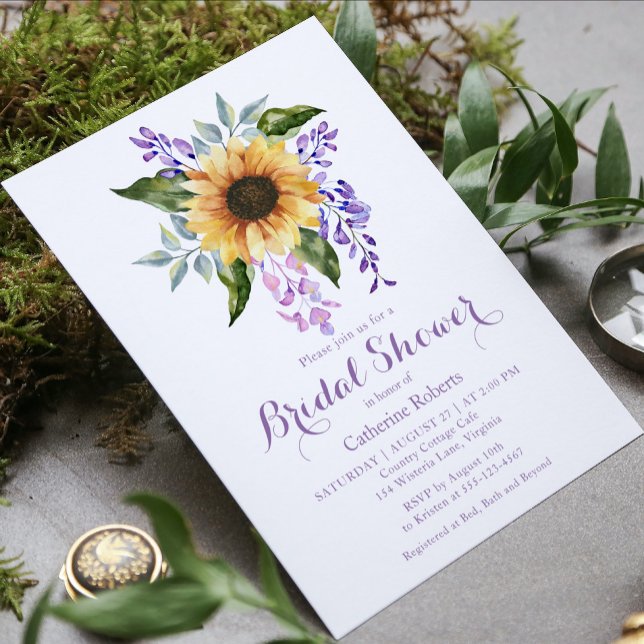 Sunflower Watercolor Floral Bridal Shower Invitation (Creator Uploaded)