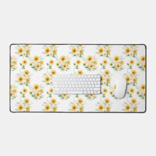 Sunflower Watercolor Floral Desk Mat