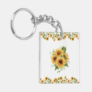 Sunflower Watercolor – Floral Graphic Key Ring