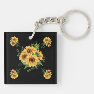 Sunflower Watercolor – Floral Graphic Key Ring