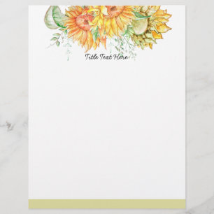 sunflower Watercolor floral, letterhead