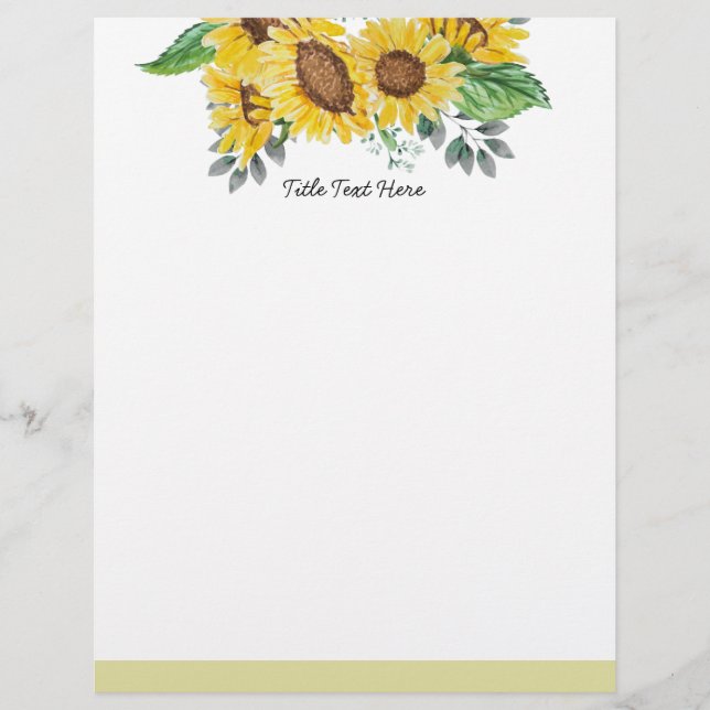 sunflower Watercolor floral, letterhead (Front)