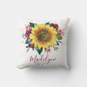 Sunflower Watercolor Floral Lights Cushion
